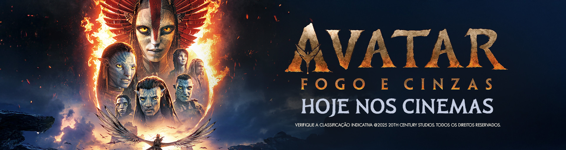 Banner carrossel Avatar: Fogo e Cinzas