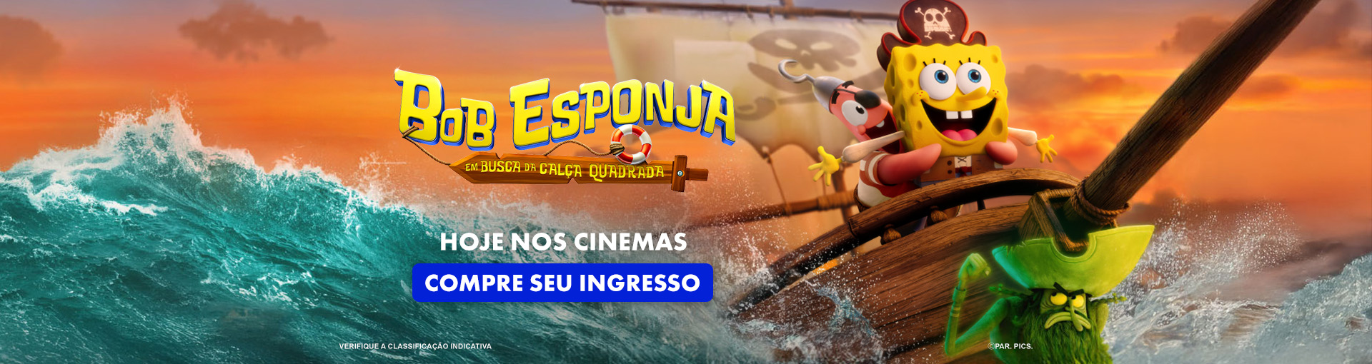 Banner carrossel Bob Esponja: Em Busca da CalÃ§a Quadrada